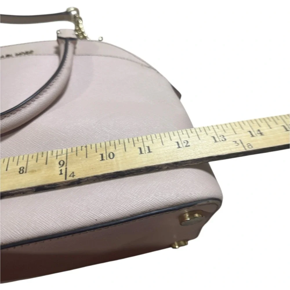 Michael Kors Pink Leather Emmy‎ Large Dome Satchel Crossbody Bag Gold Hardware - Picture 6 of 10
